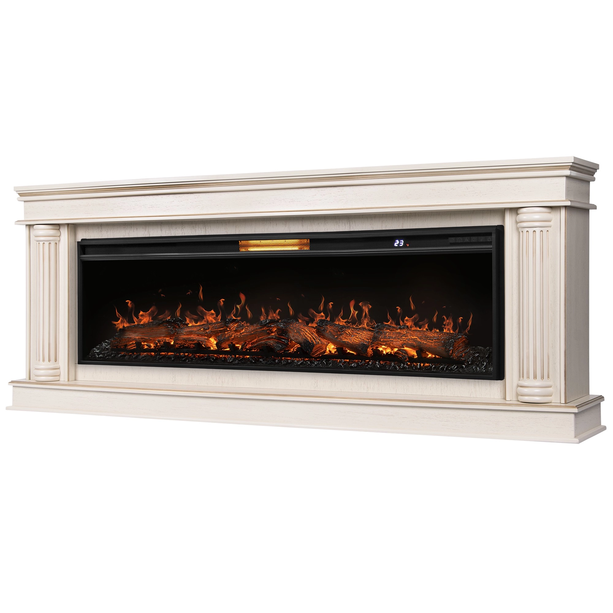 Каминокомплект: Очаг Royal Thermo Aurora RTFP/P-AR60LS, портал Olympia 60 сл. кость с зол. патиной