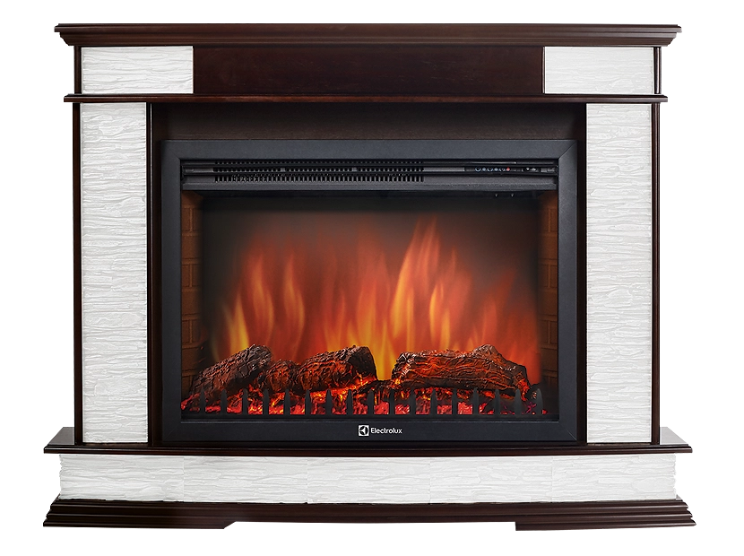 Портал Firelight Scala 25 камень сланец скалистый белый, шпон тёмный дуб