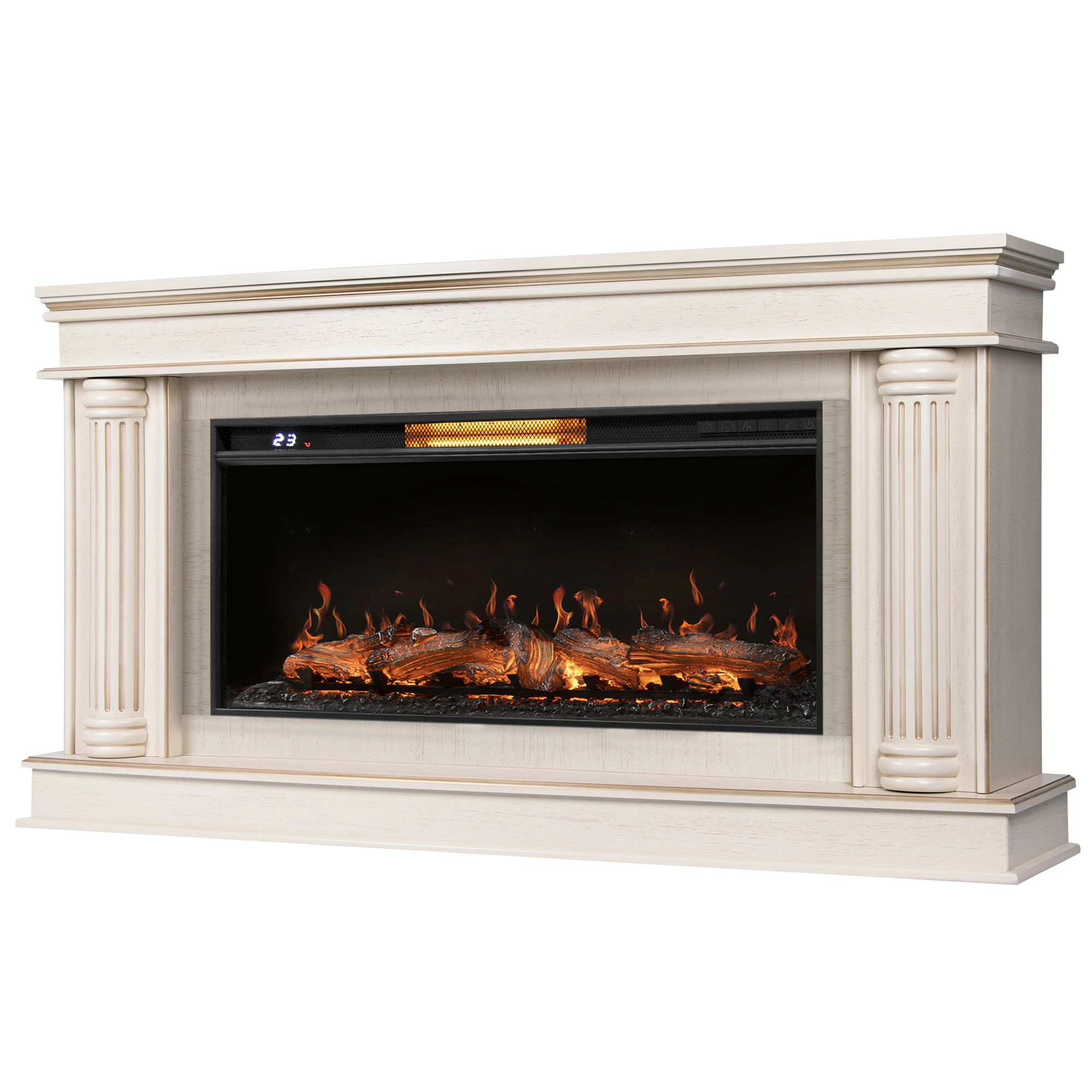 Каминокомплект: Очаг Royal Thermo Aurora RTFP/P-AR40LS, портал Olympia 42/40/36, сл. кость с зол. па